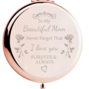 Mom-Rose Gold Compact Mirror Engraved “To My Beautiful Mom” NIB